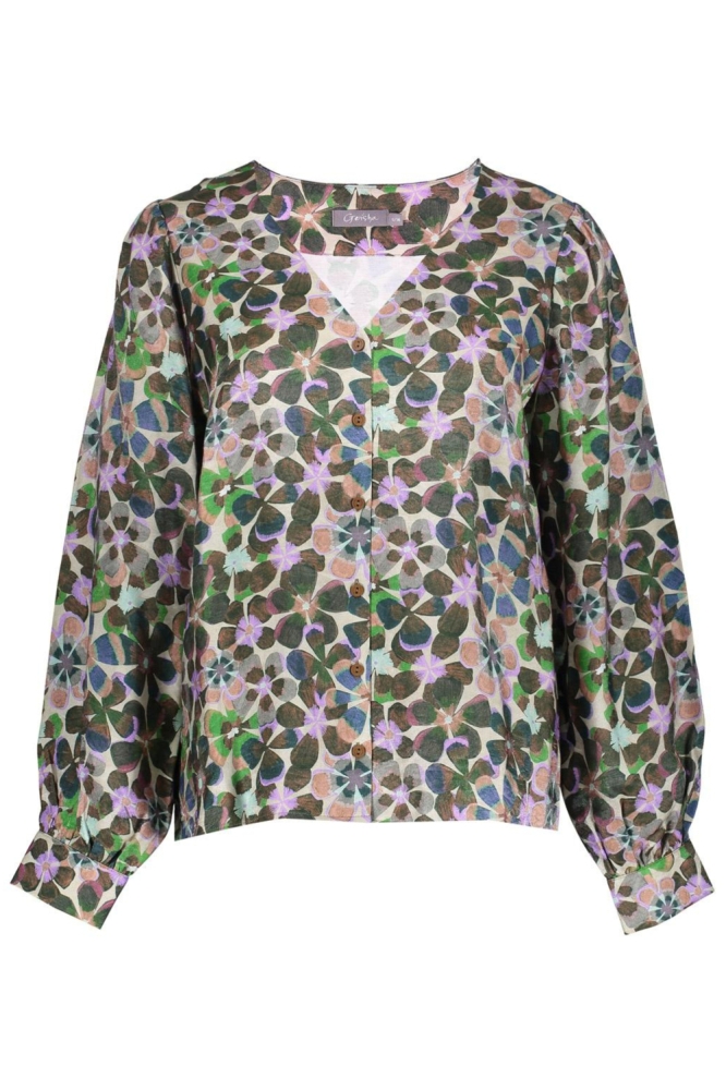 BLOUSE MET RETRO BLOEMENPRINT 53636 20 000300 LILA/GREEN